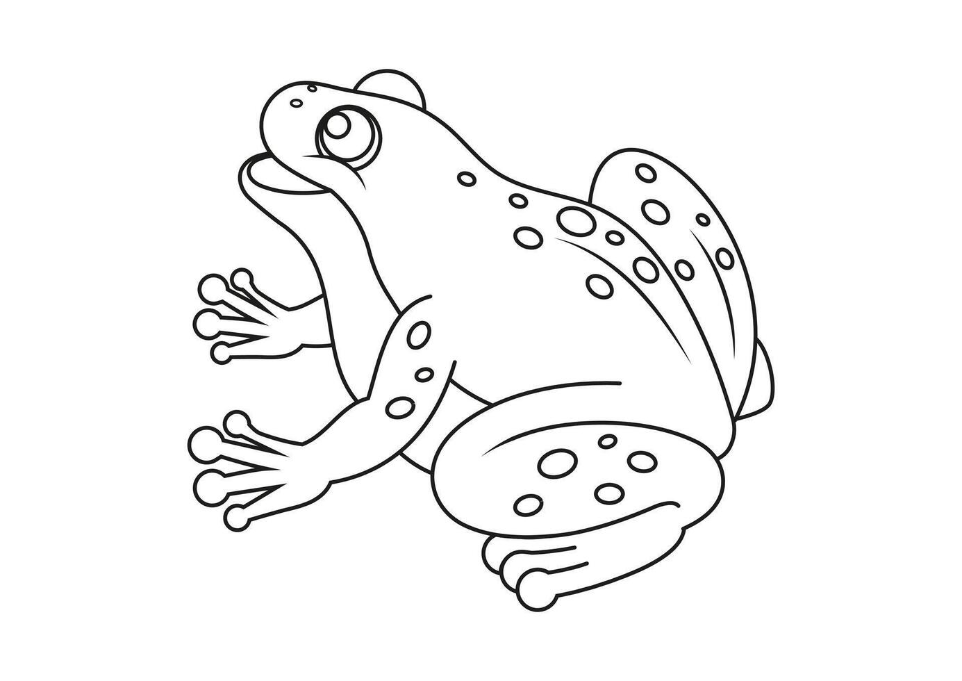 Black and White Cartoon Frog Flat Designs, Ideal for Coloring Pages, Isolated on White Background vector