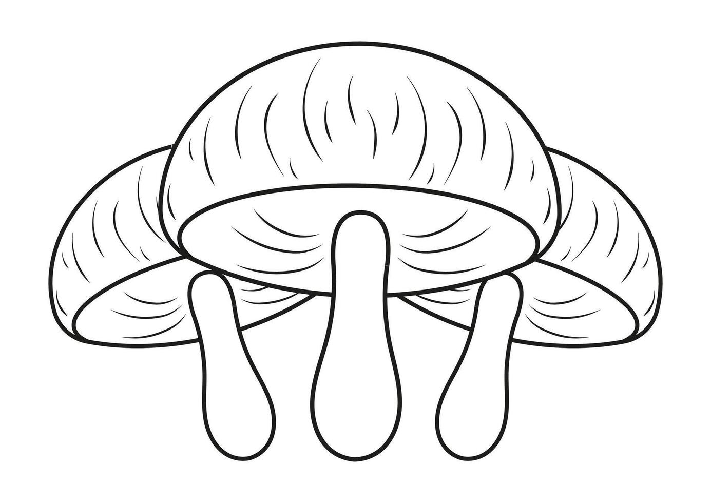 Mushrooms Flat Design Ideal for Coloring Pages, Isolated on White Background vector