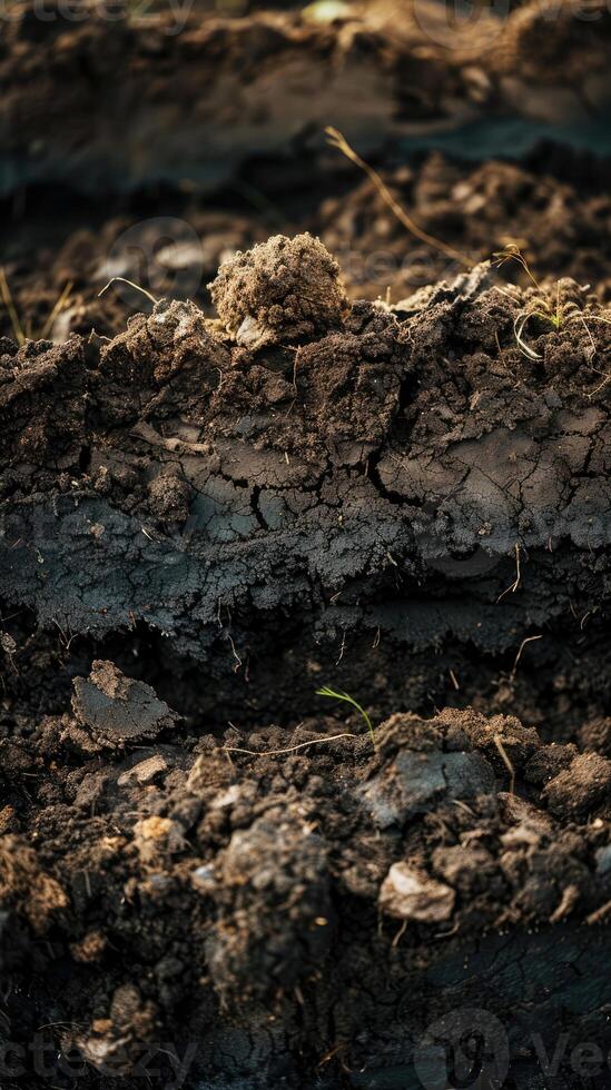 Close-Up of Soil Texture Layers photo