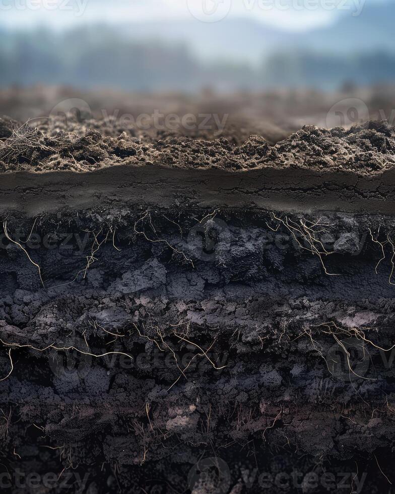 Close-Up of Soil Texture Layers photo