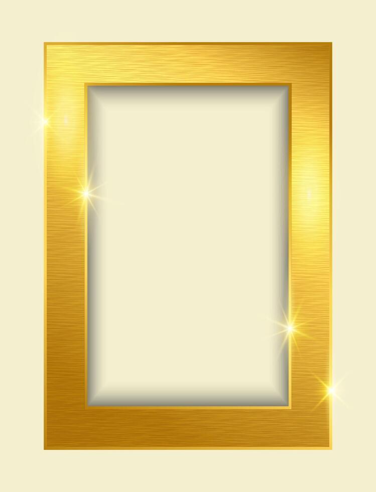 Elegant Gold Photo Frame with portrait shape vector