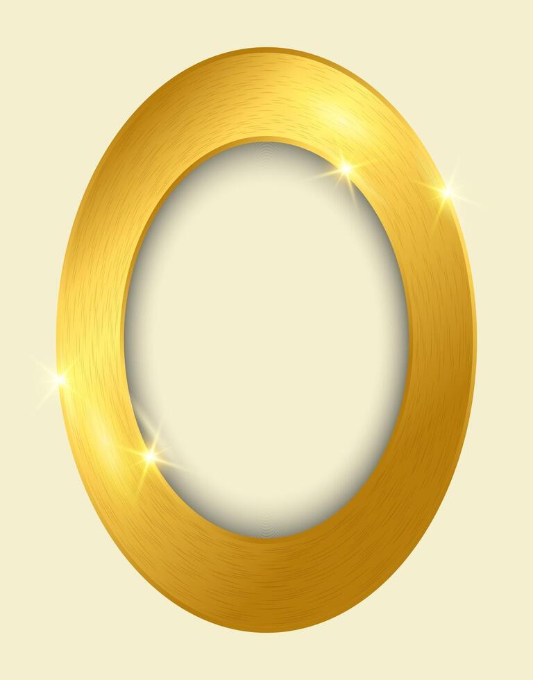Elegant Gold Photo Frame with oval shape vector