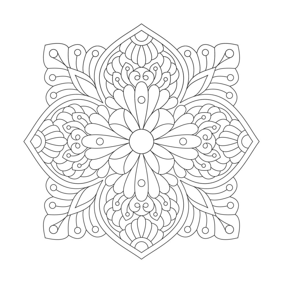 Floral Flourish Mandala Coloring Book Page for kdp Book Interior vector