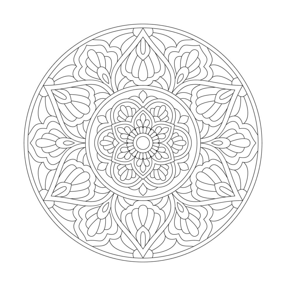 Vibrant Visions Mandala Coloring Book Page for kdp Book Interior vector