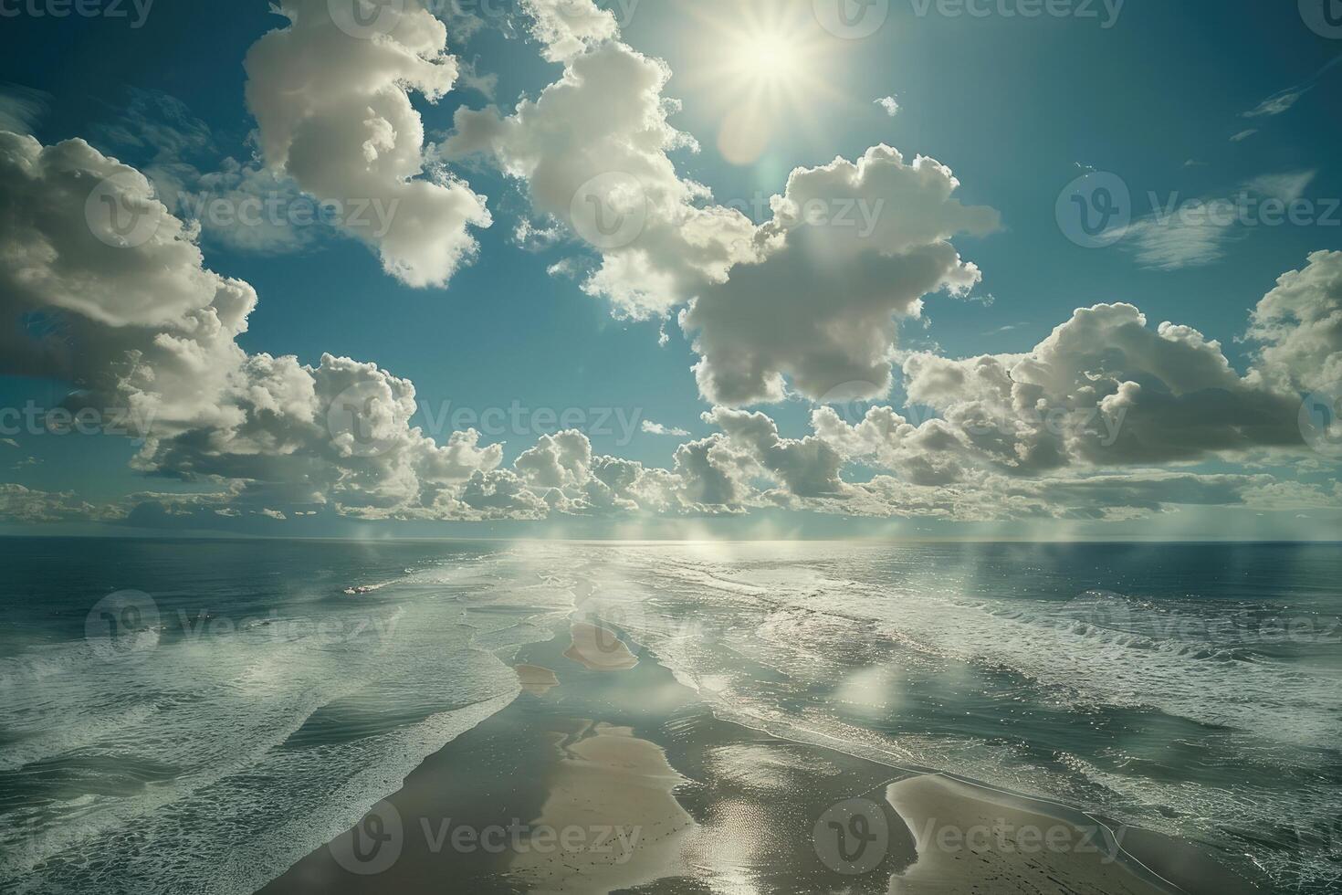 Aerial View of a Beautiful Seashore and Clouds photo