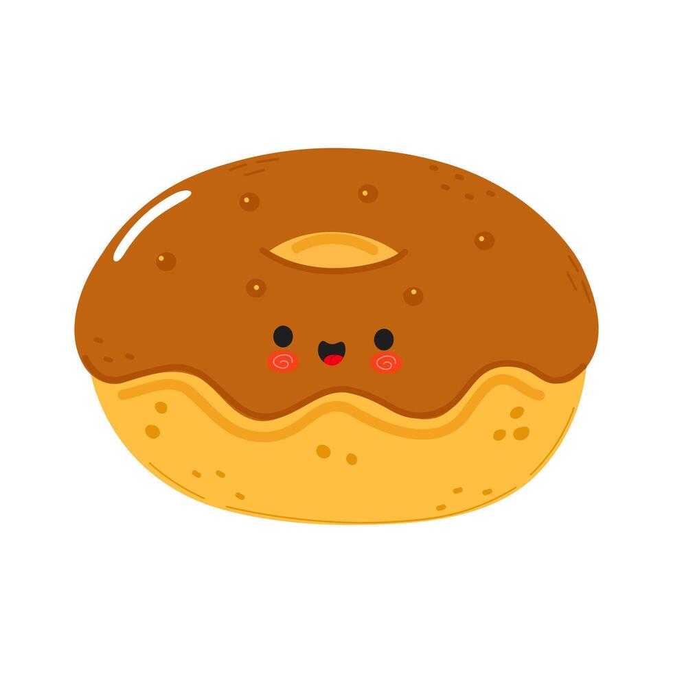 Chocolate Doughnut character. Hand drawn cartoon kawaii character illustration icon. Isolated on white background. Doughnut character concept vector