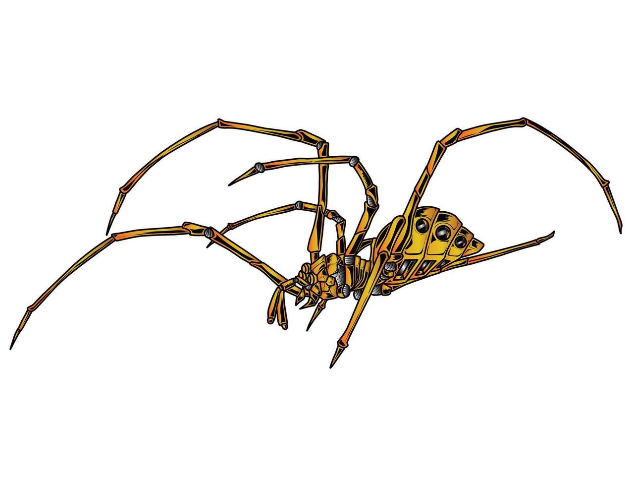 image of a golden spider robot, suitable for designing t-shirts, logos, posters, tattoos and others vector