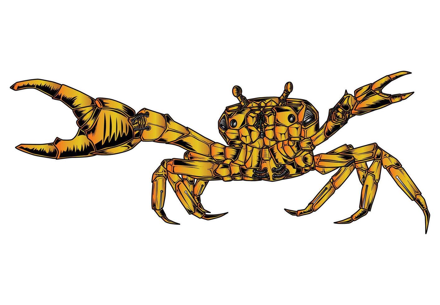 image of a golden crab robot, suitable for designing t-shirts, logos, posters, tattoos and others vector