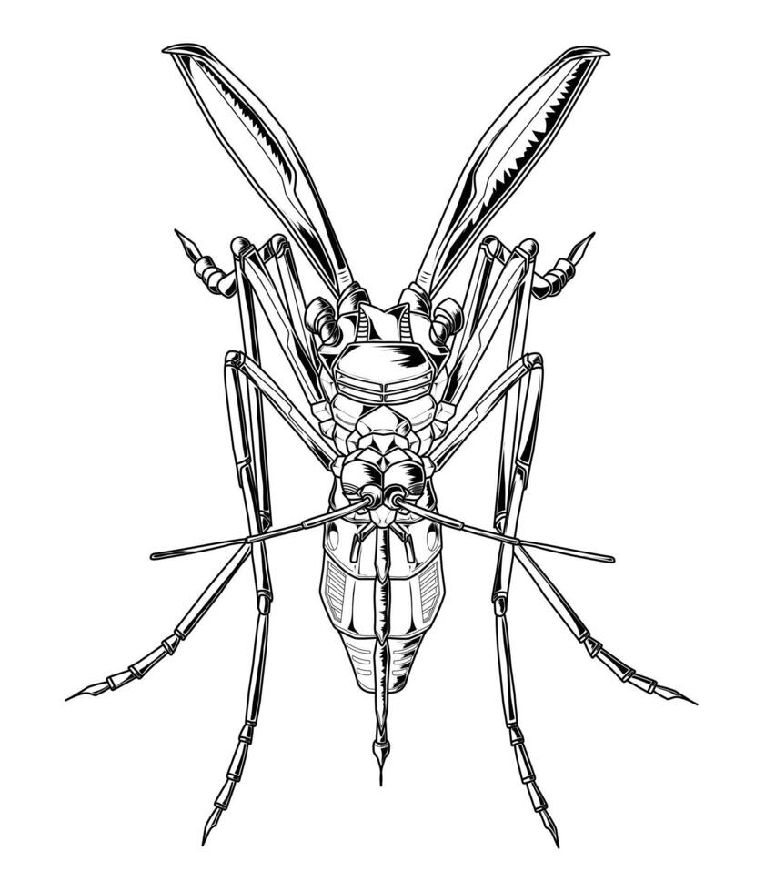 Mosquito robot image, suitable for esports logos, symbols, t-shirt designs, tattoos and others vector
