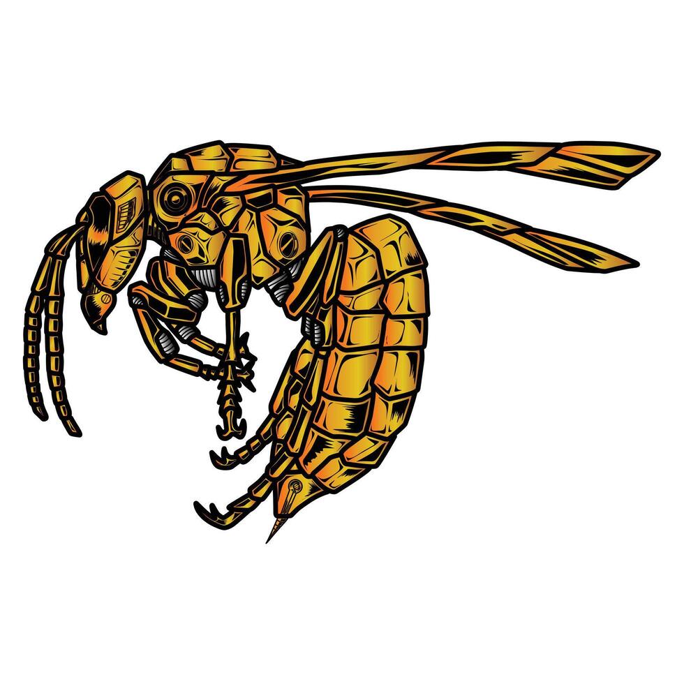 image of a golden bee robot, suitable for designing t-shirts, logos, posters, tattoos and others vector