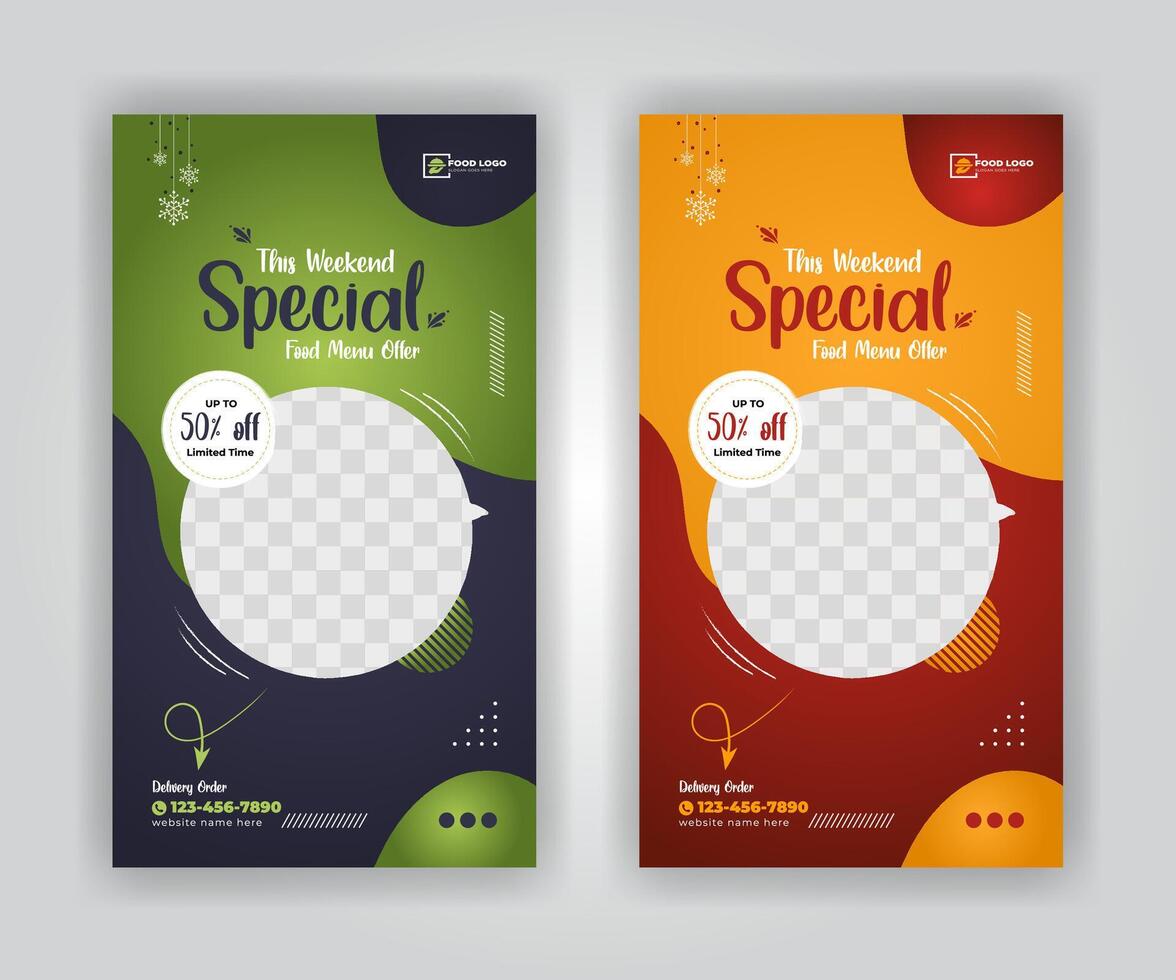 Food menu social media story post banner template design for restaurant business marketing promotion ads vector