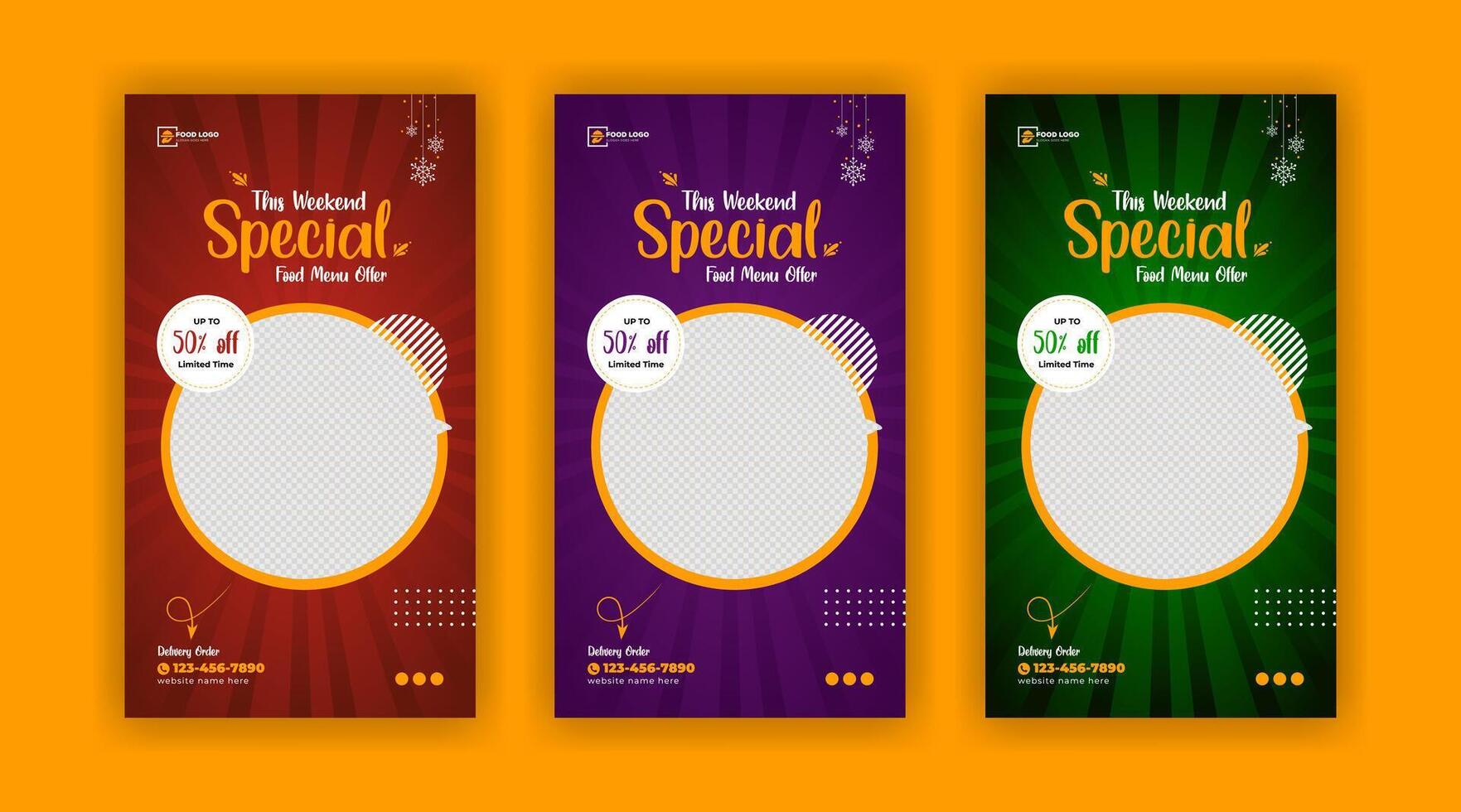 Food menu social media story post banner template design for restaurant business marketing promotion ads vector