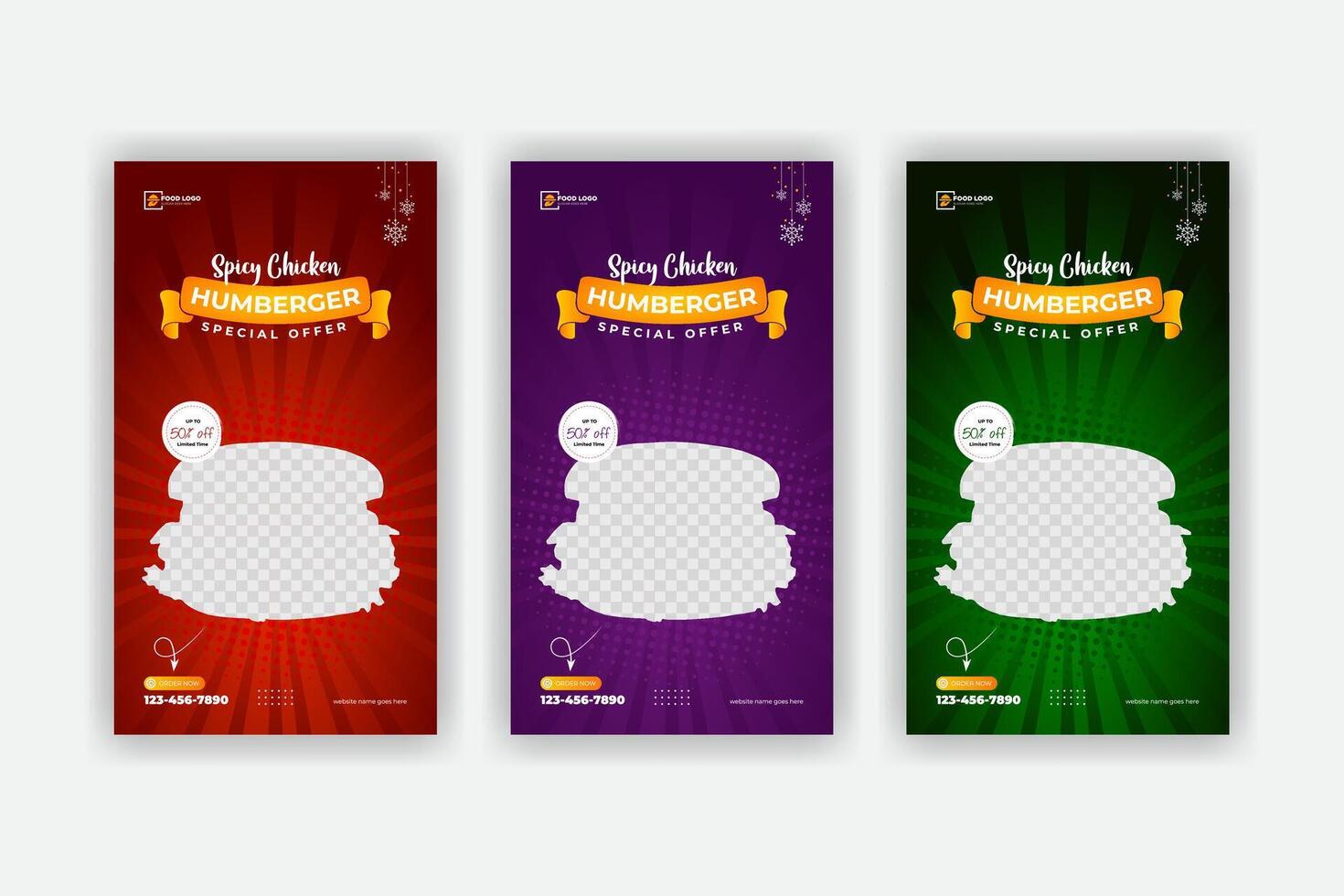 Food menu social media story post banner template design for restaurant business marketing promotion ads vector