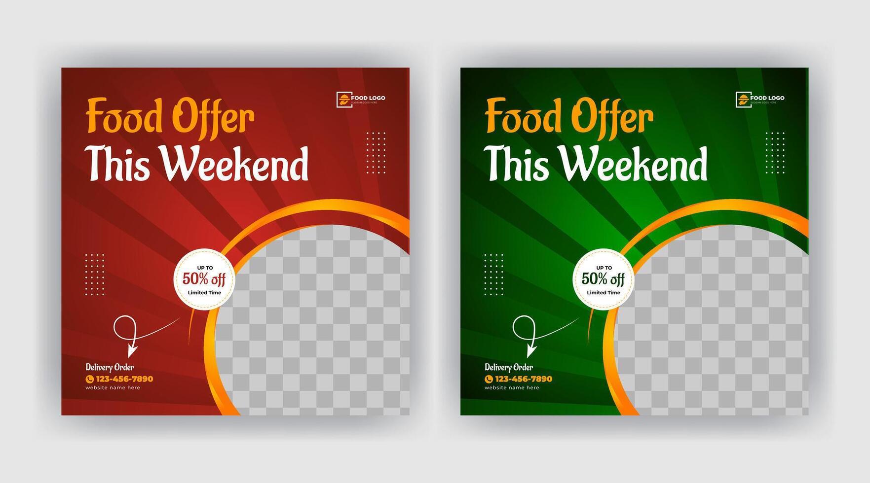 Food menu social media post or web banner template design for restaurant business marketing vector