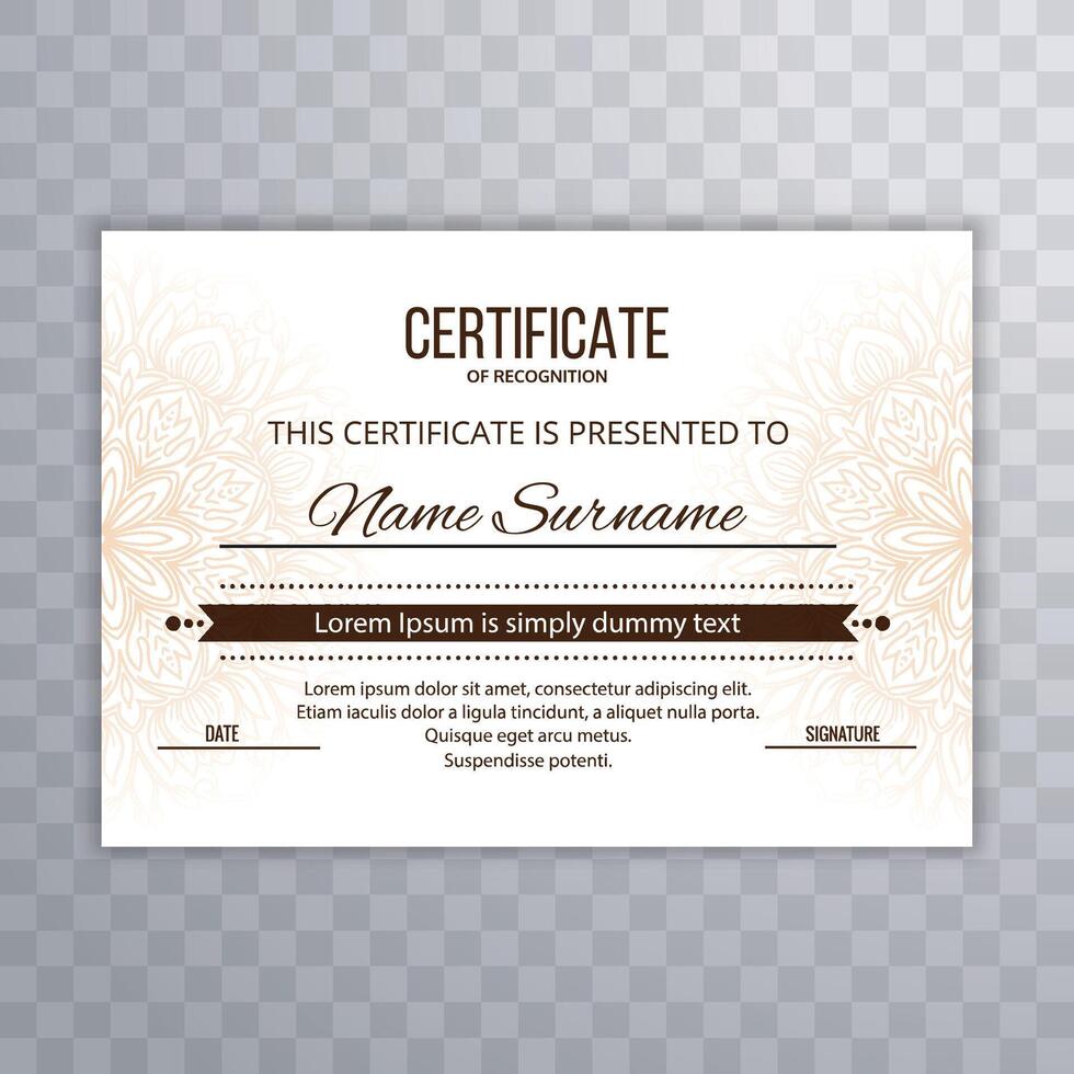 Ornamental diploma certificate template design vector