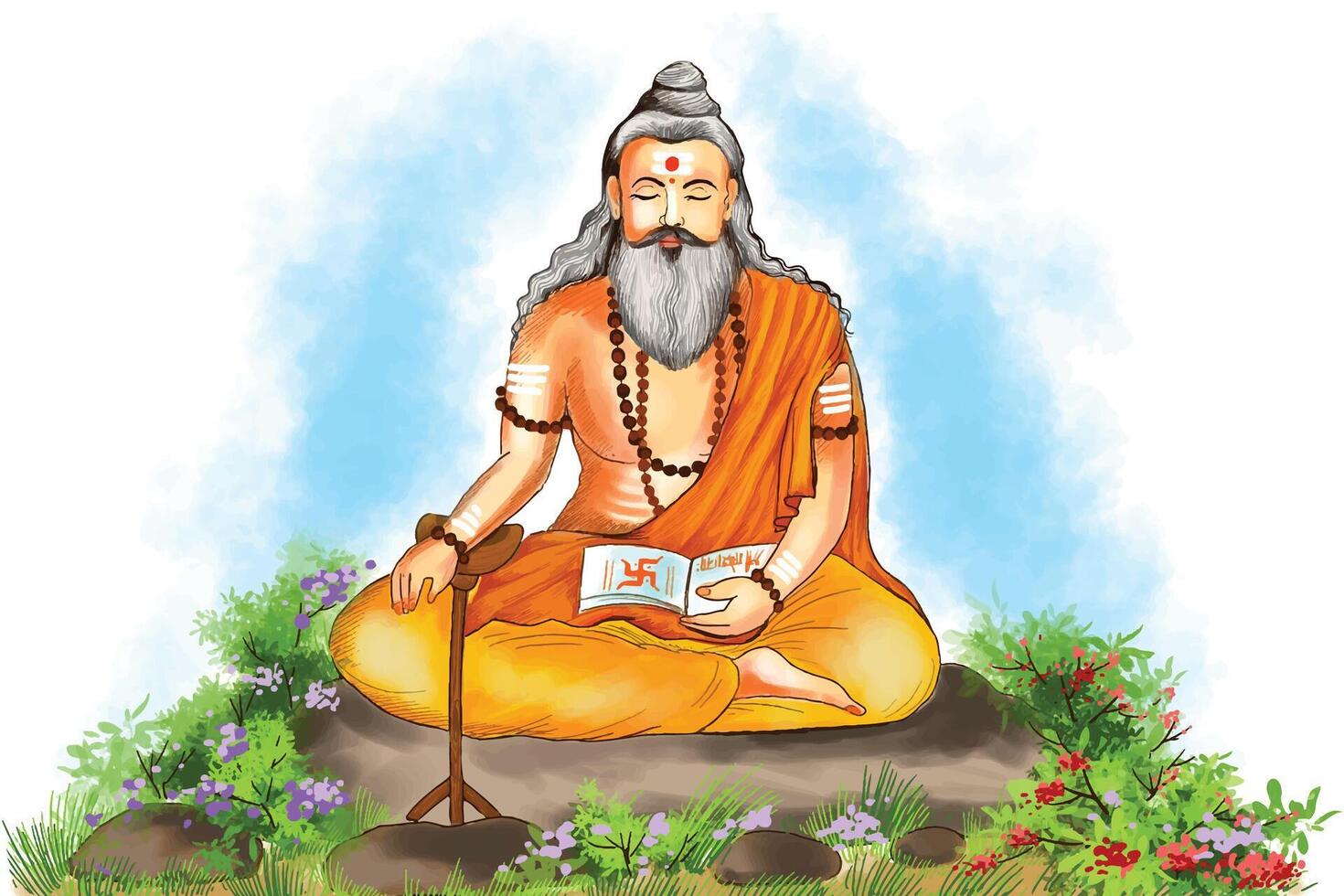 Happy guru Purnima Indian festival card background vector