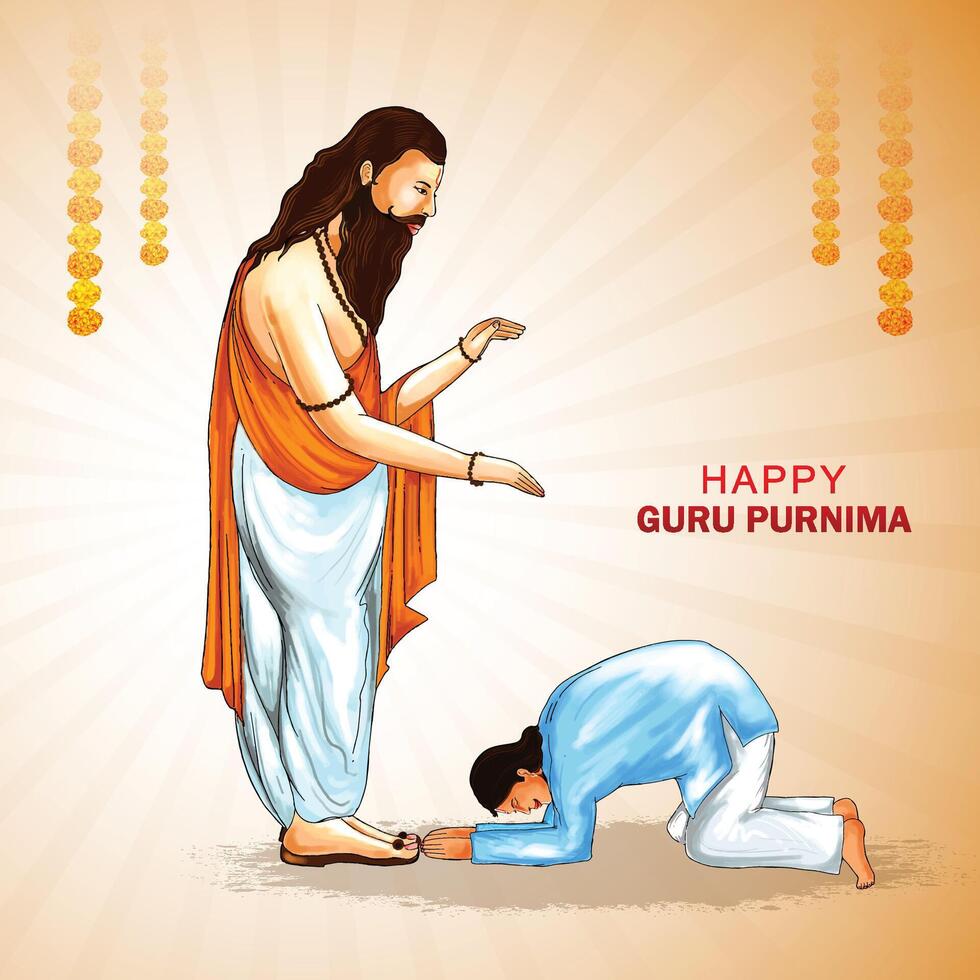 Beautiful celebration guru purnima card background vector
