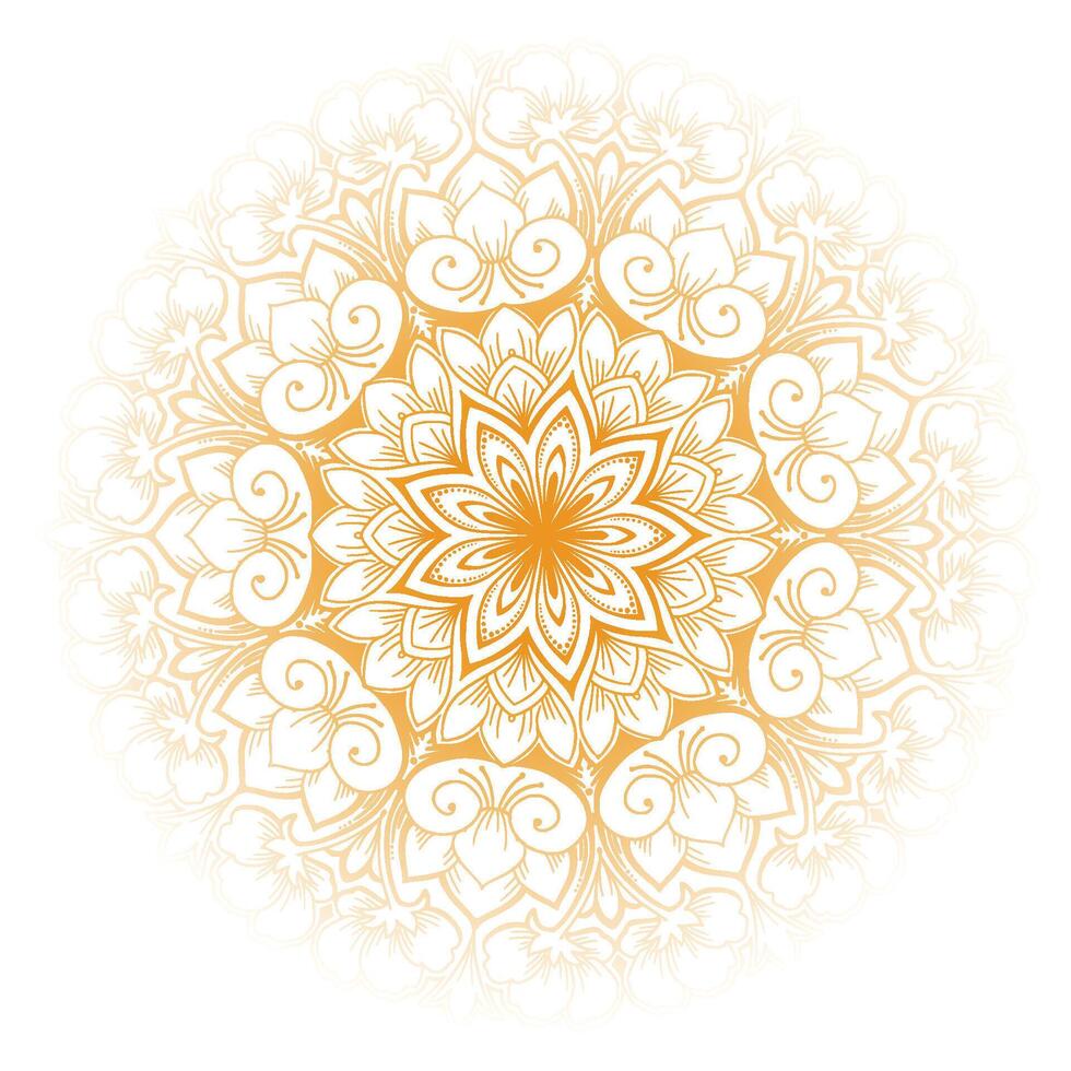 Decorative golden floral mandala on white background vector