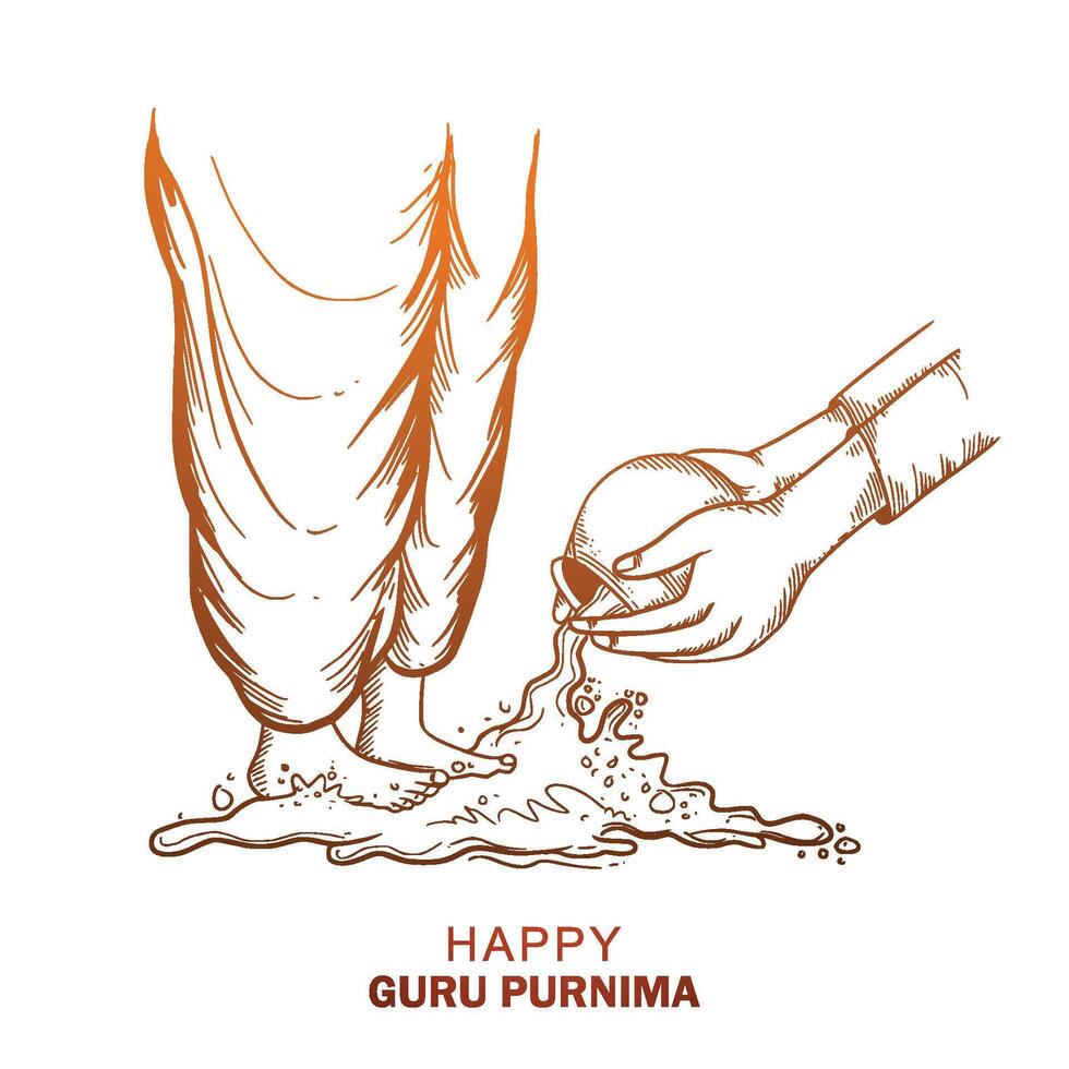 Hand draw sketch on honoring celebration guru purnima card back vector