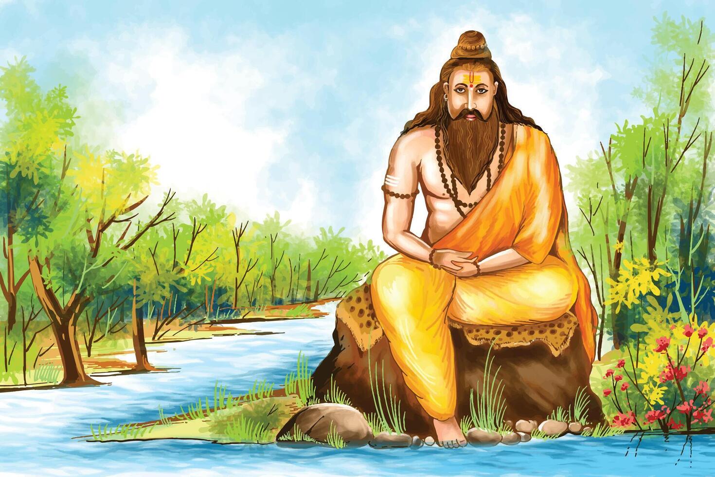 Happy guru Purnima Indian festival card background vector