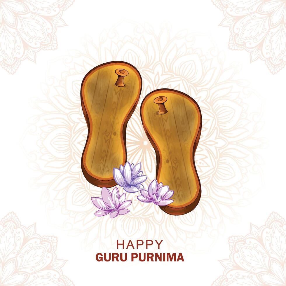 Guru purnima celebration on guru paduka greeting card vector