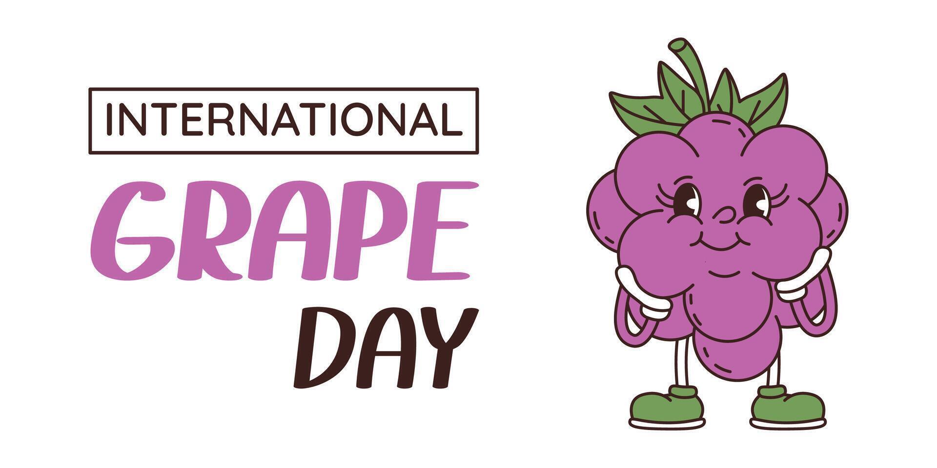 International grape day greeting card. vector