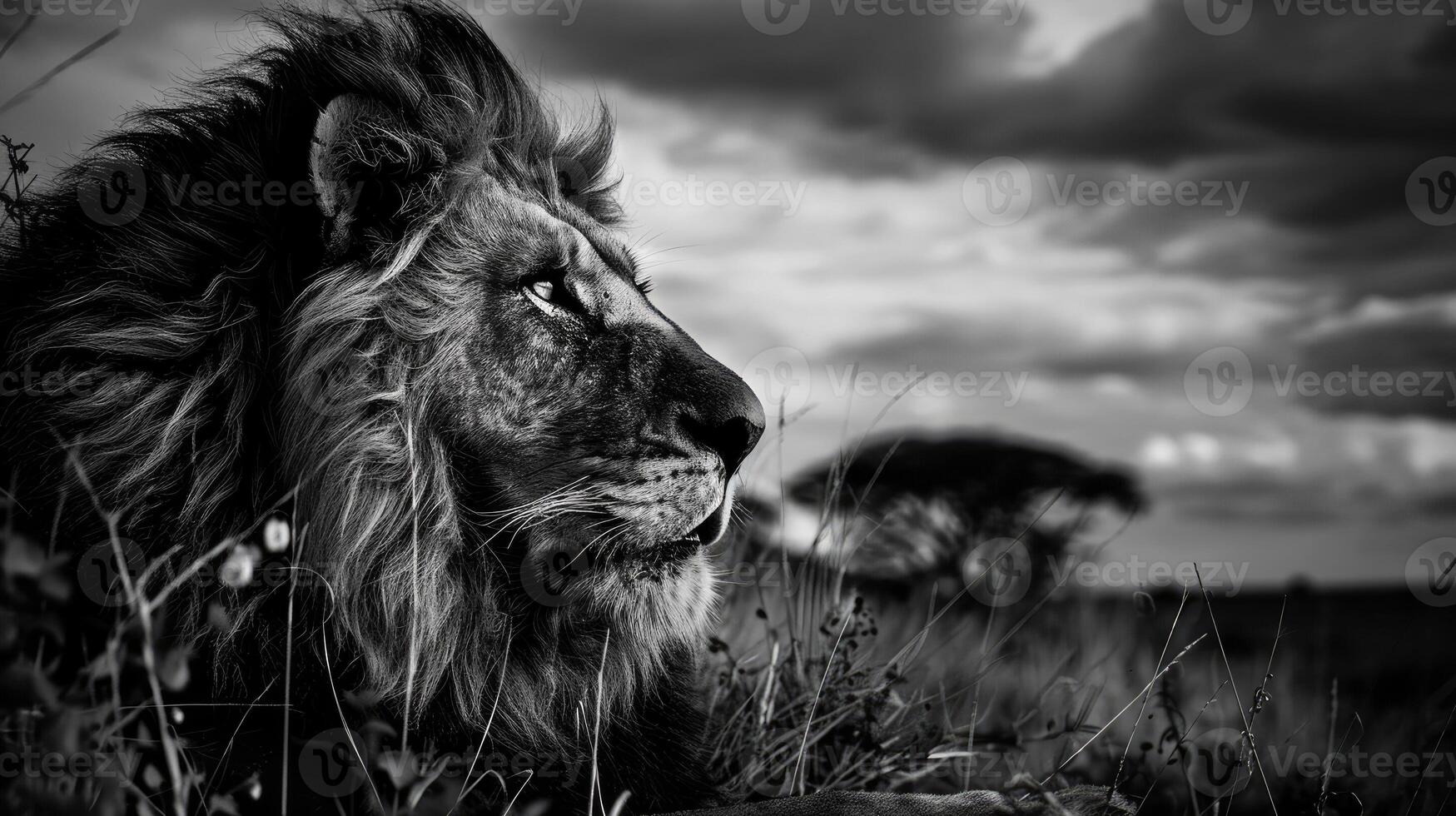 Wild Animal Nature in Black and White photo