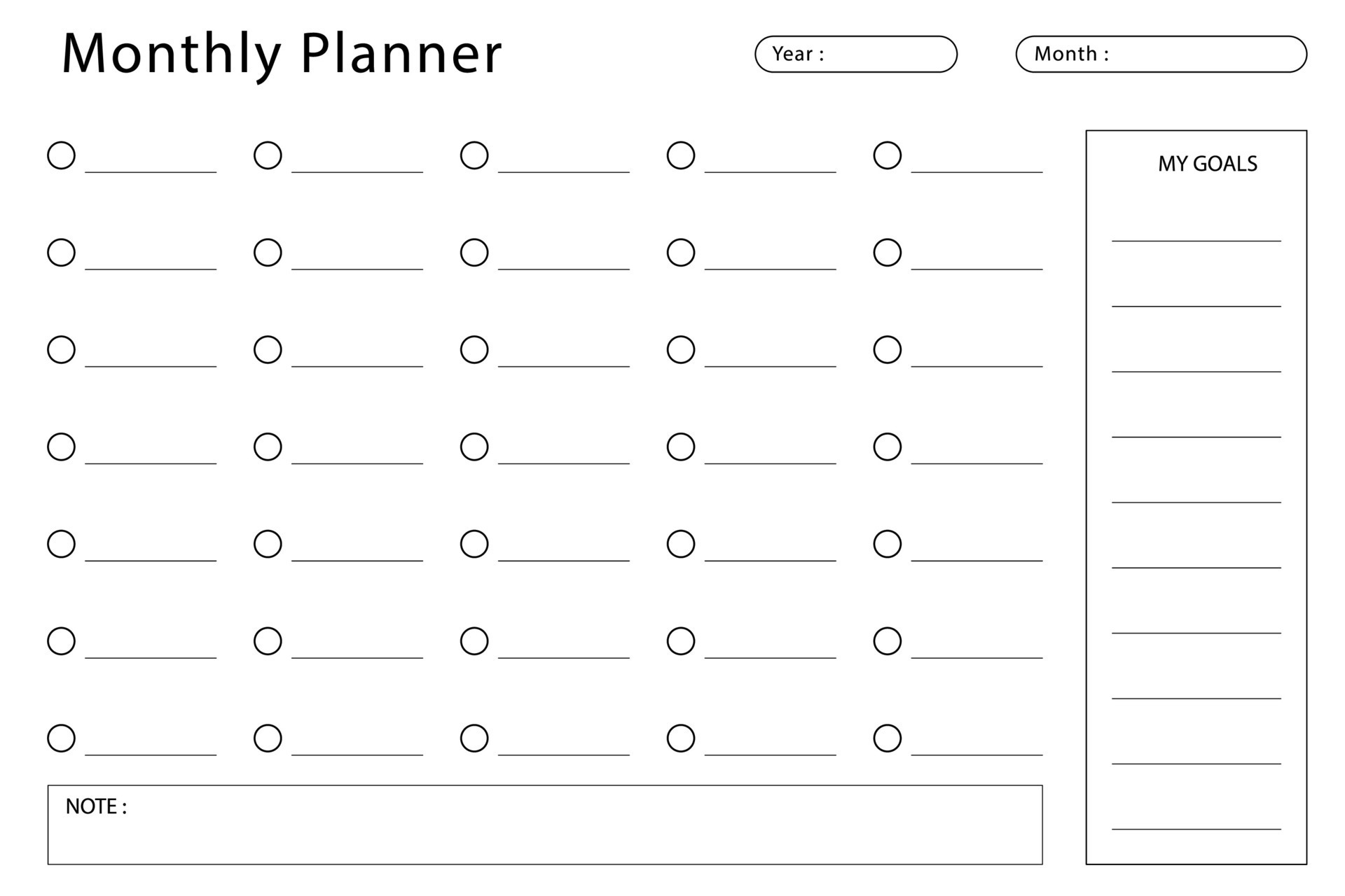 Monthly planner template 46890186 Vector Art at Vecteezy Monthly planner template 46890186 Vector Art at Vecteezy