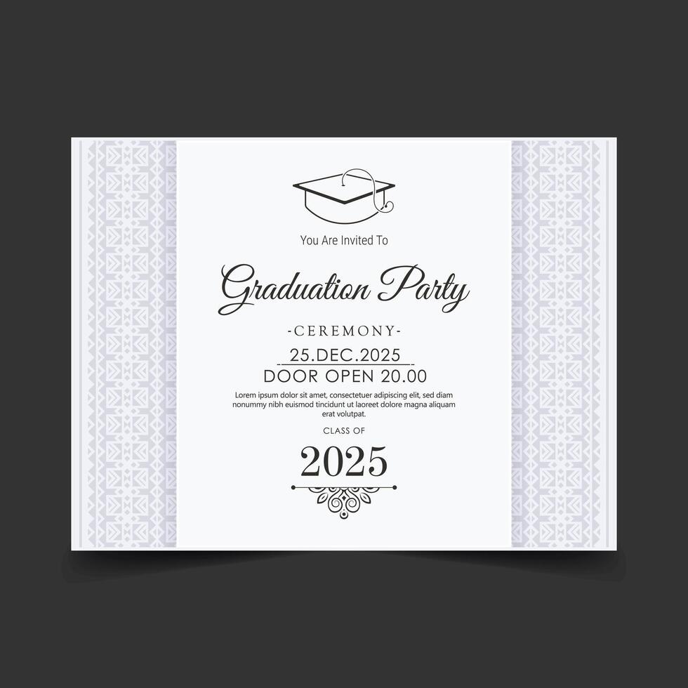graduation invitation with ornament template vector