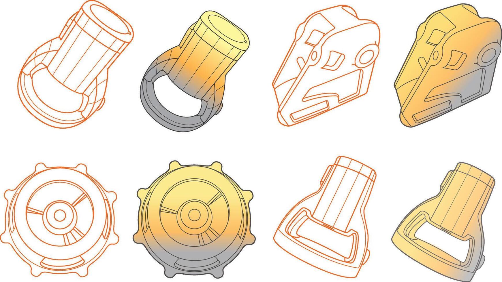 Mechanical drawing of industrial adapter and bearing case vector