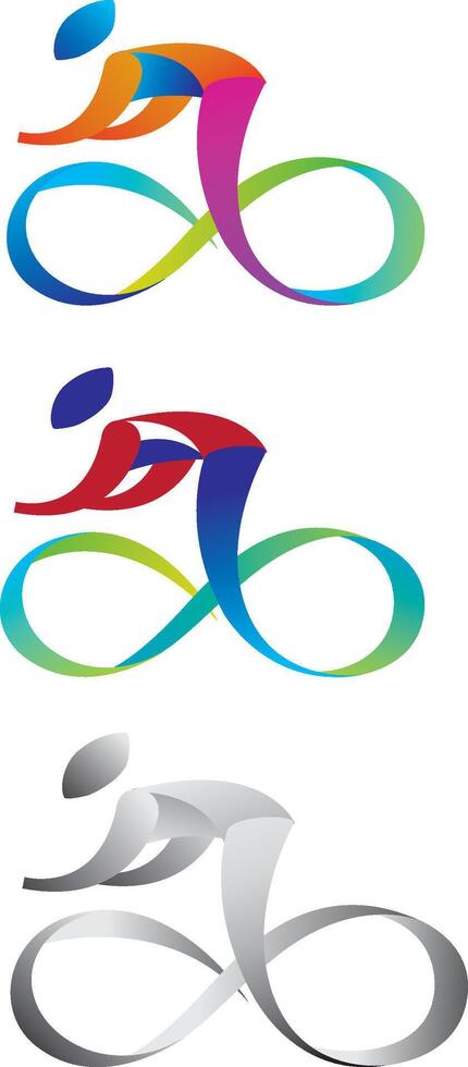 Simplified shape of moving bicycle racer to abstract elements vector
