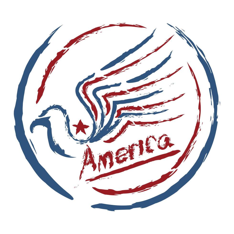 Celebrate Independence Day with this vibrant 4th of July illustration Featuring a bald eagle, American flags, Statue of Liberty, and fireworks vector