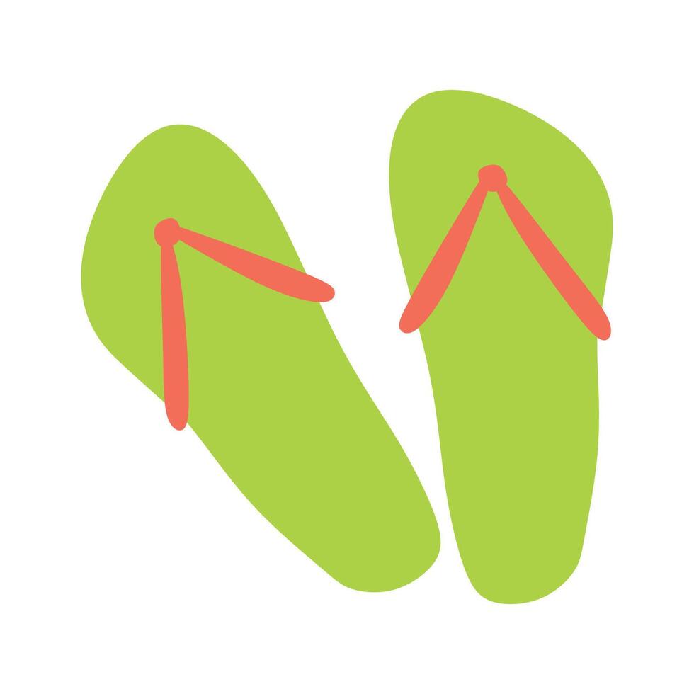 Flip flops Isolated on White background. Flat Icon design, Summer Shoes Illustration, Graphic Art of Foot wear in Cartoon style. Colorful Vacation Accessory for Sticker, Web. vector