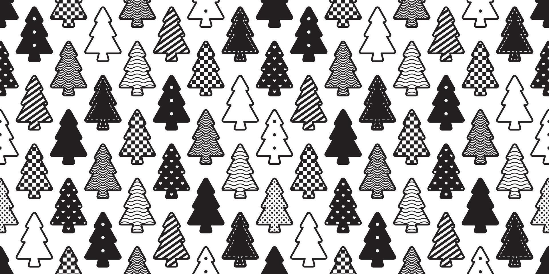 christmas tree seamless pattern checked polka dot striped heart cartoon scarf isolated tile wallpaper repeat background gift wrap paper illustration doodle design vector