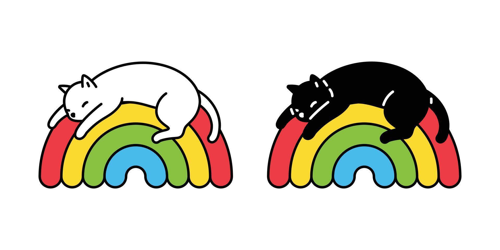 cat kitten calico icon rainbow sleeping pet breed character cartoon neko doodle illustration symbol design vector