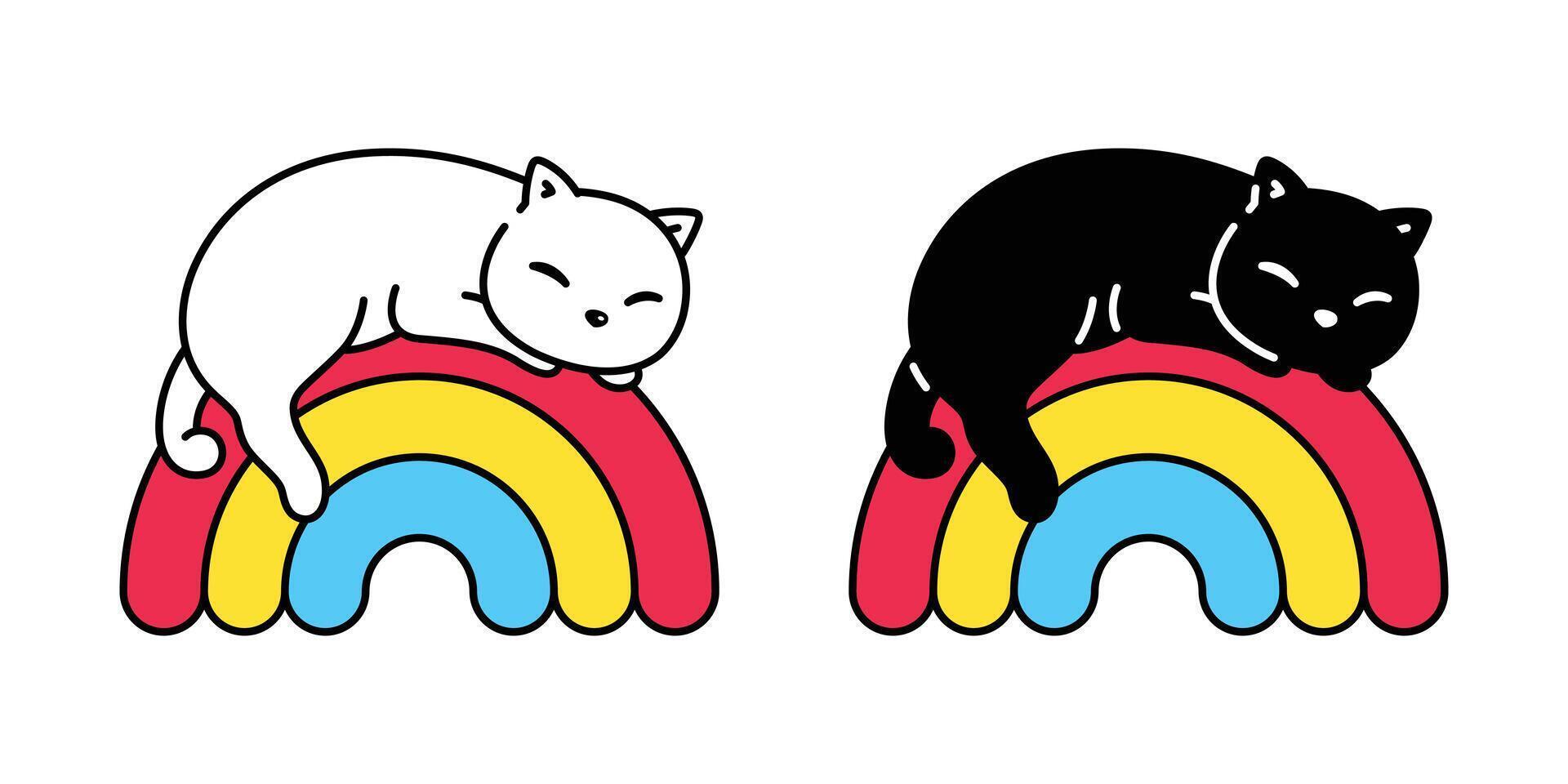 cat kitten calico icon rainbow sleeping pet breed cartoon character neko doodle illustration symbol design vector