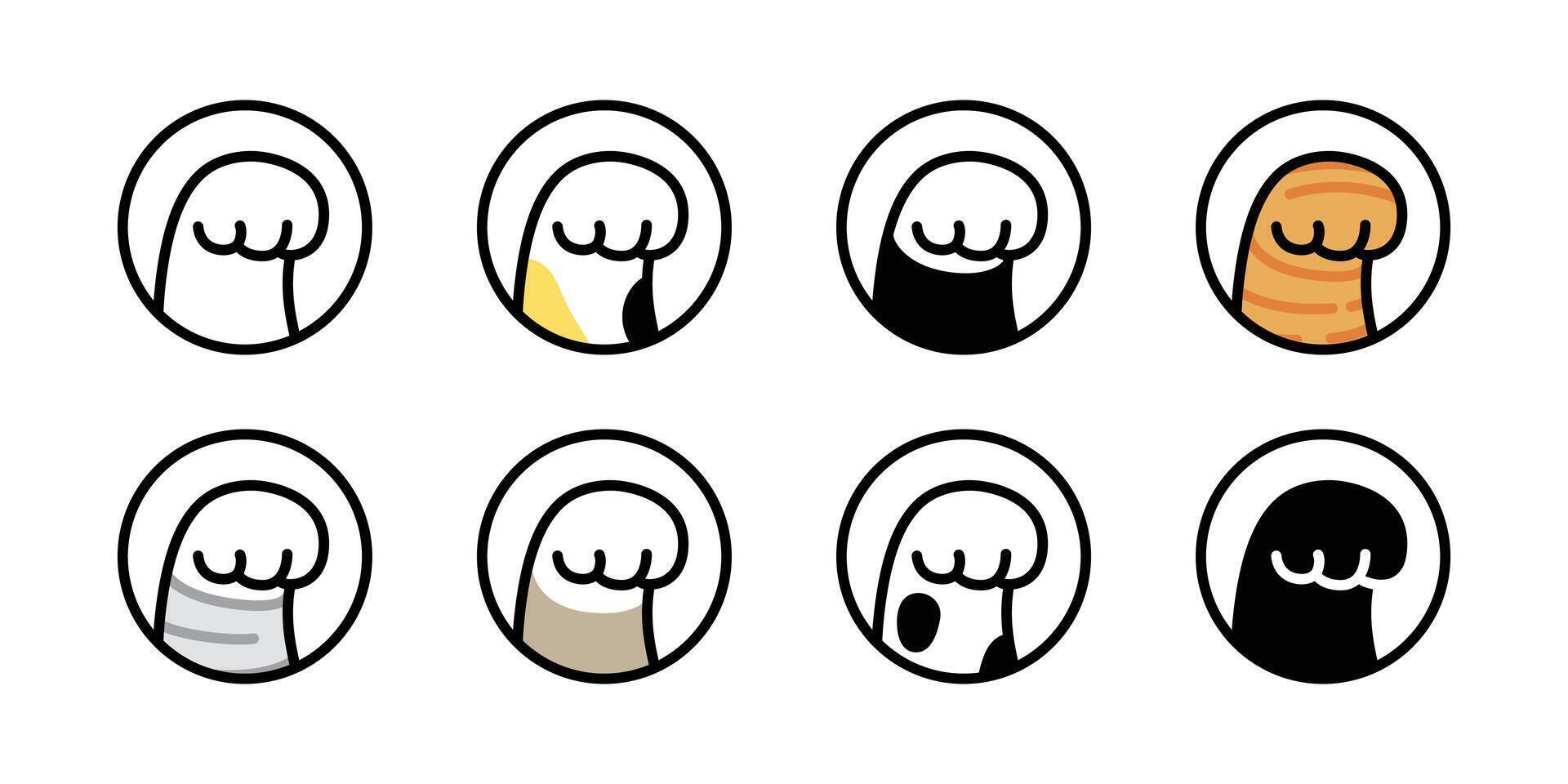 cat paw footprint icon kitten calico pet breed cartoon character doodle symbol illustration design vector