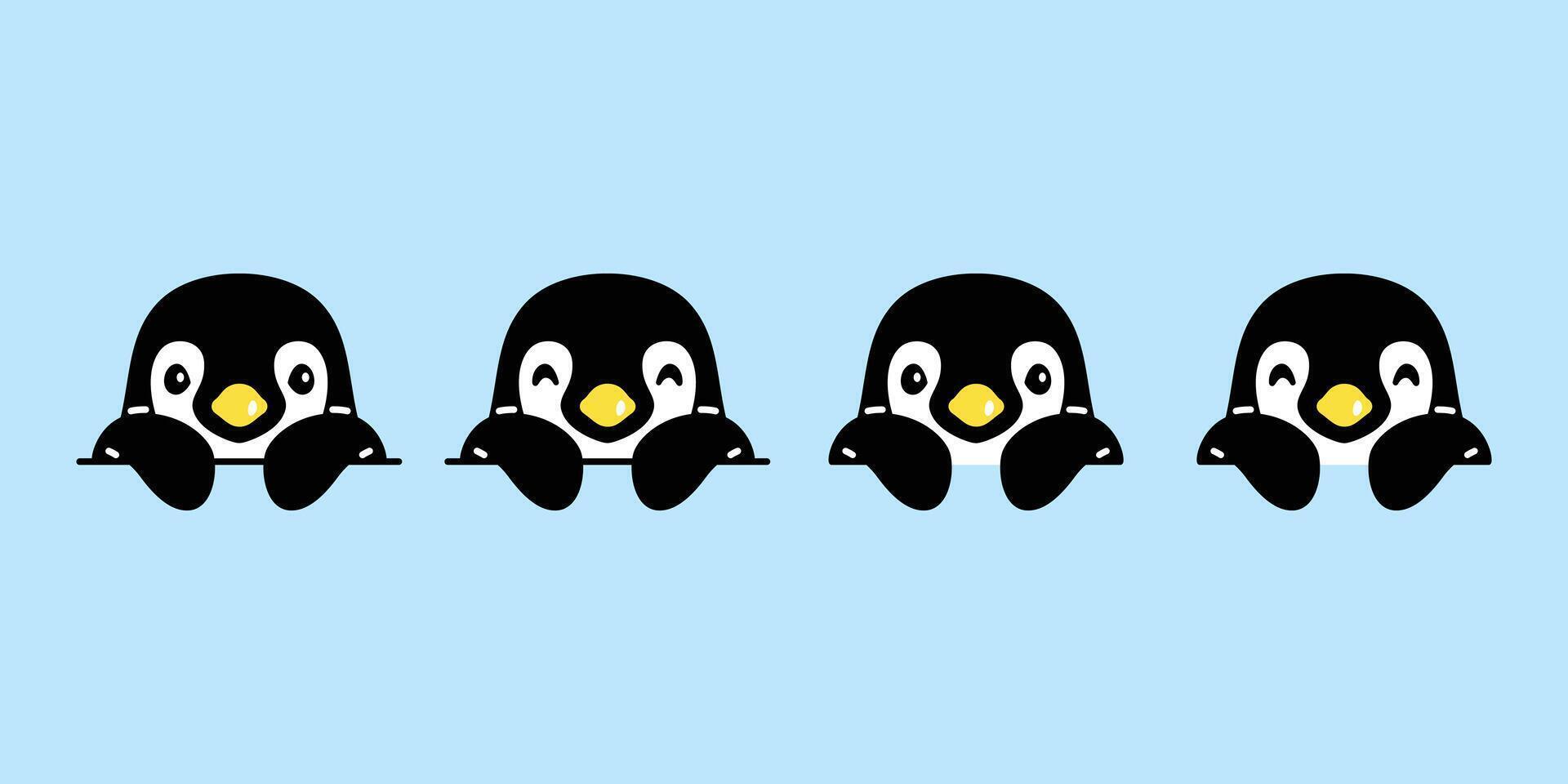 penguin bird icon logo cartoon character doodle illustration symbol design vector