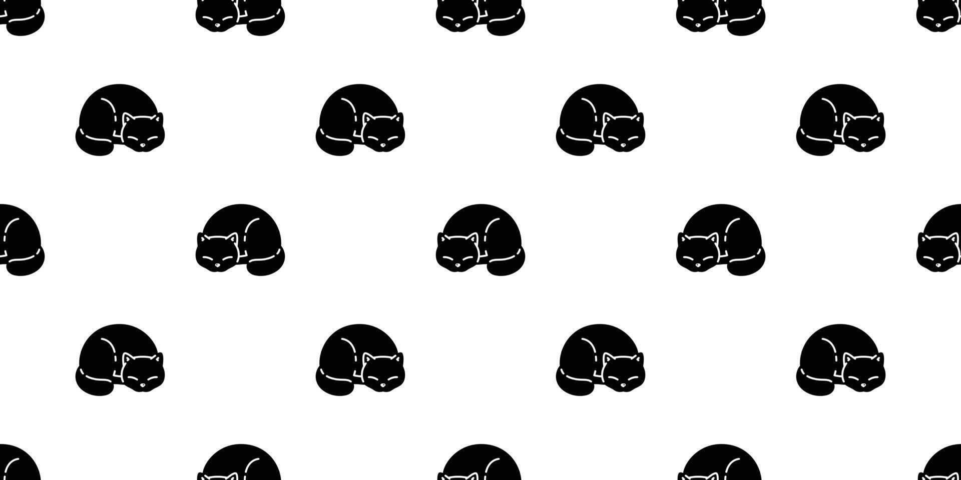 cat seamless pattern kitten calico sleeping neko breed cartoon character pet tile background repeat wallpaper animal doodle illustration design scarf isolated vector