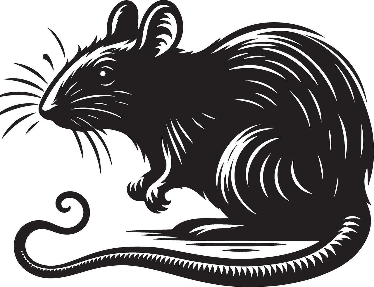 A silhouette of a rat animal in style on a white background vector