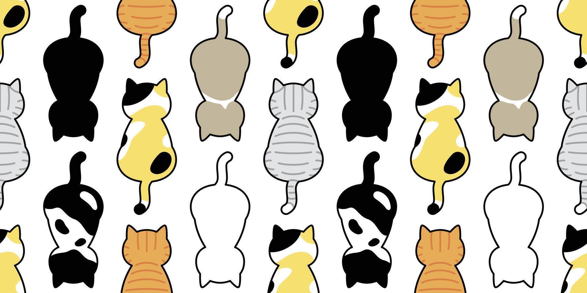 cat seamless pattern kitten calico breed pet scarf gift wrapping paper cartoon doodle repeat wallpaper tile background illustration design vector