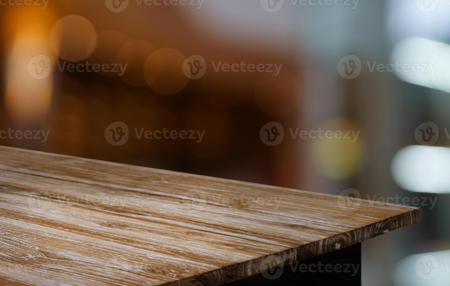 Empty wood table top and blur of out door garden background Empty wooden table space for text marketing promotion. blank wood table copy space for background photo