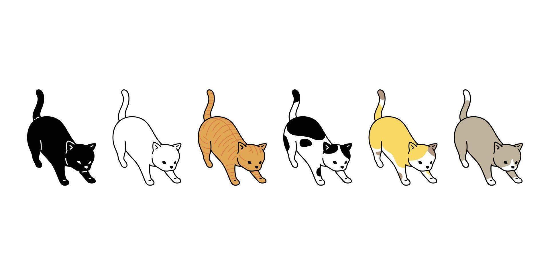 cat kitten calico icon breed neko character cartoon pet doodle illustration symbol design vector