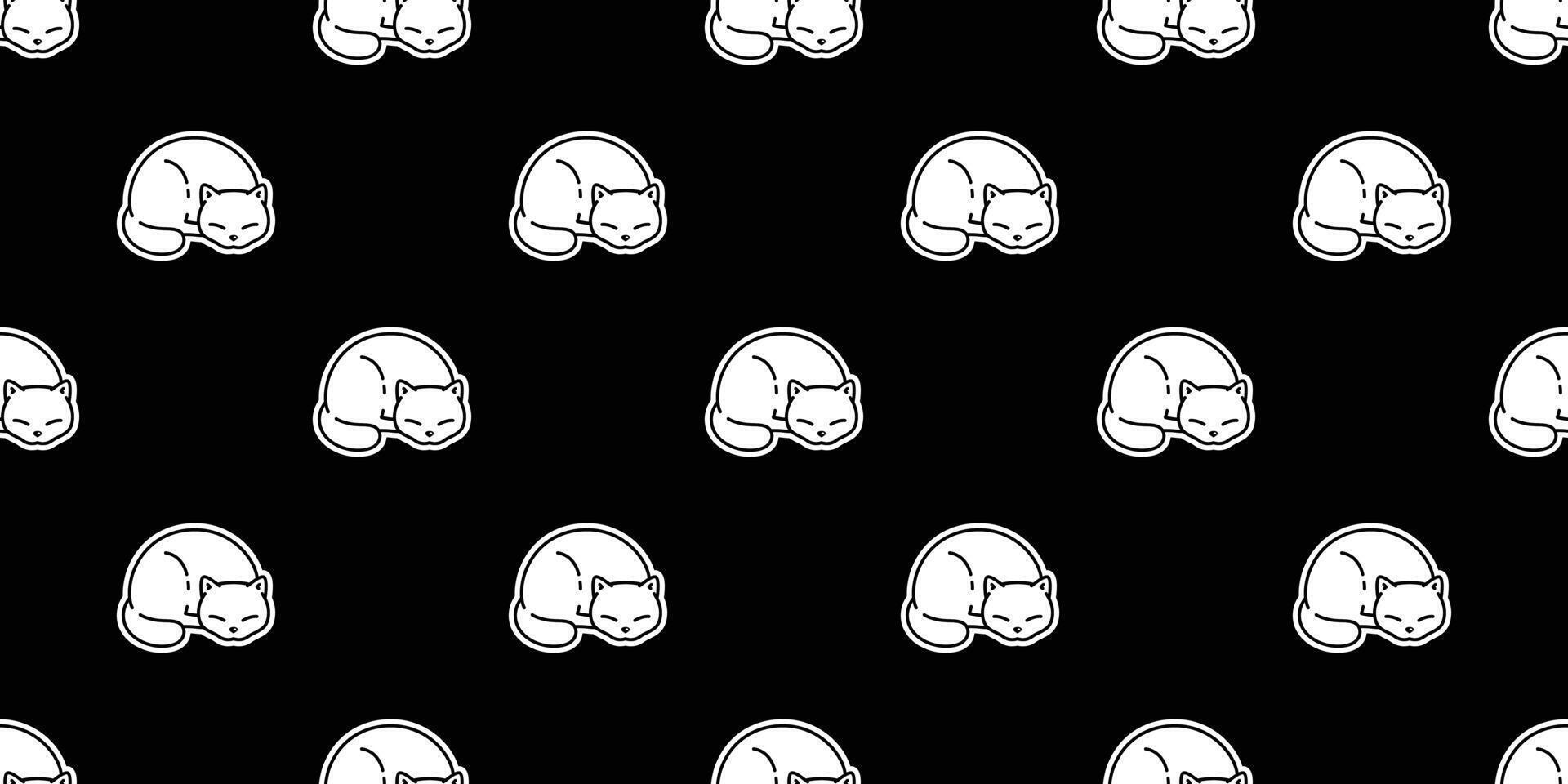 cat seamless pattern kitten calico sleeping breed neko cartoon character pet tile background repeat wallpaper animal doodle illustration design scarf isolated vector