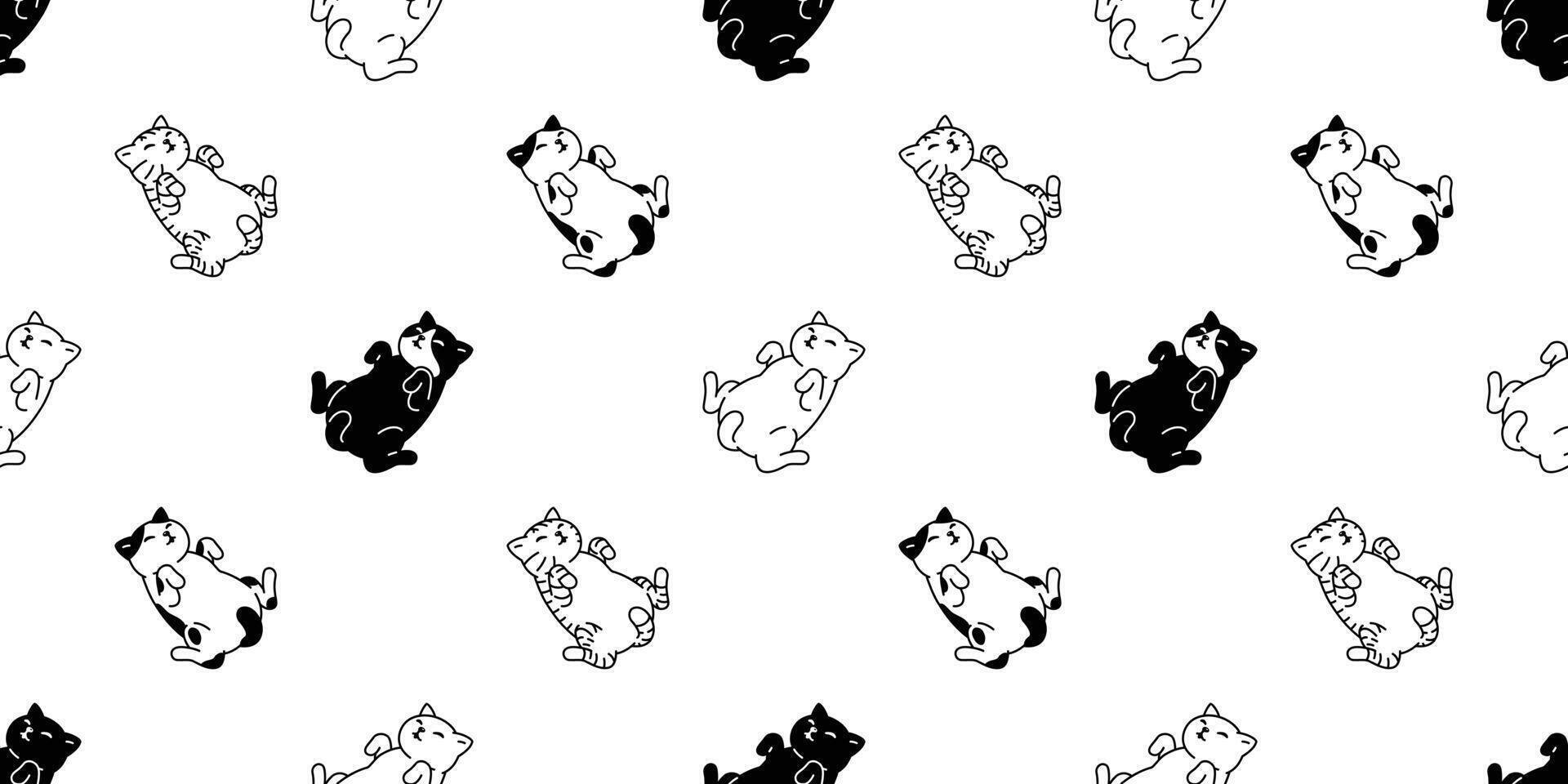 cat seamless pattern kitten calico neko breed dog pet sleep cartoon repeat wallpaper tile background scarf isolated illustration doodle design vector
