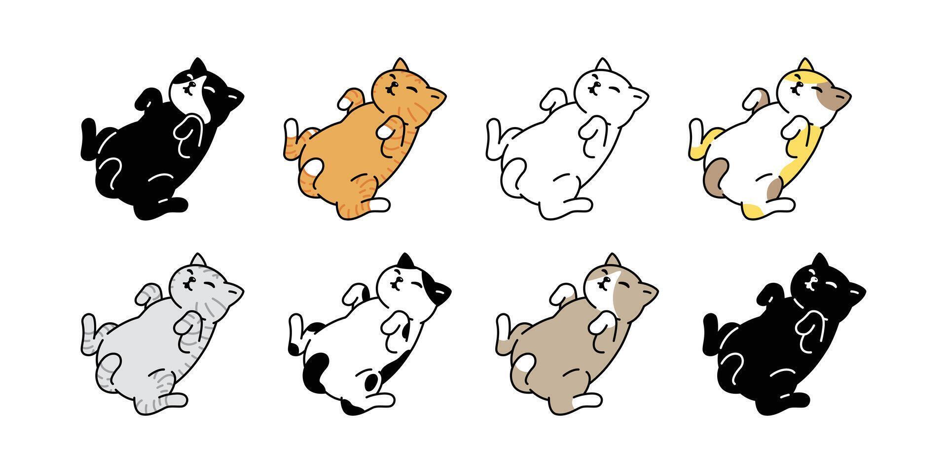 cat kitten calico icon pet breed sleeping character cartoon neko doodle illustration symbol design vector