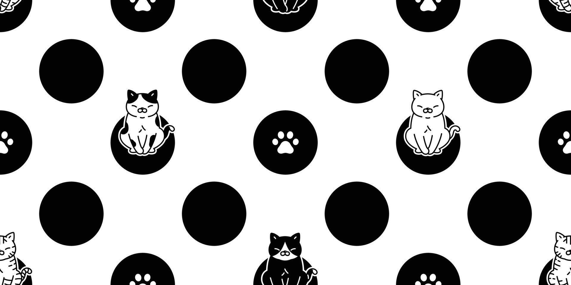 cat seamless pattern kitten paw polka dot footprint calico dog pet breed cartoon tile background repeat wallpaper doodle scarf isolated illustration design vector