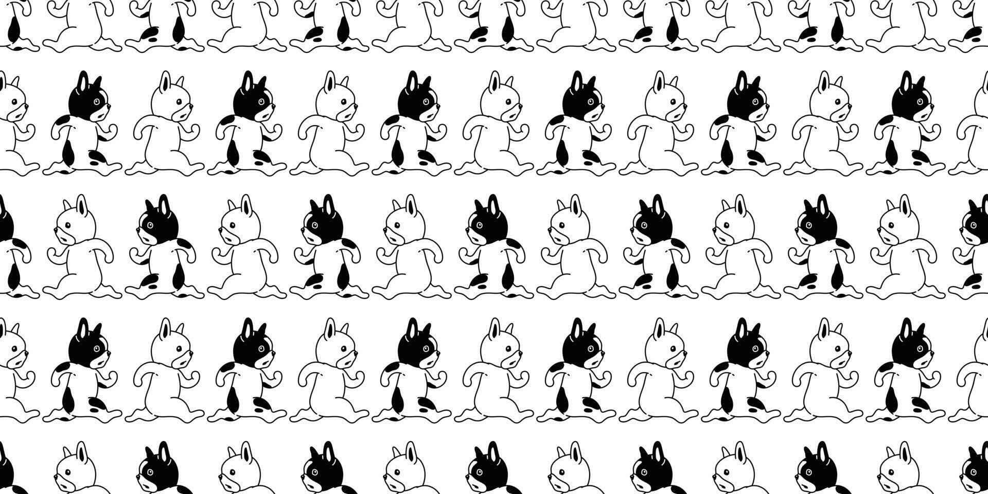 dog seamless pattern french bulldog running pet puppy breed cartoon repeat wallpaper tile background doodle scarf isolated illustration design vector