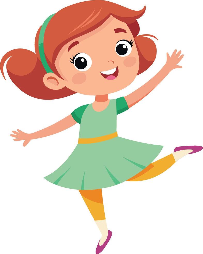 Happy little girl jumps and dances- vector