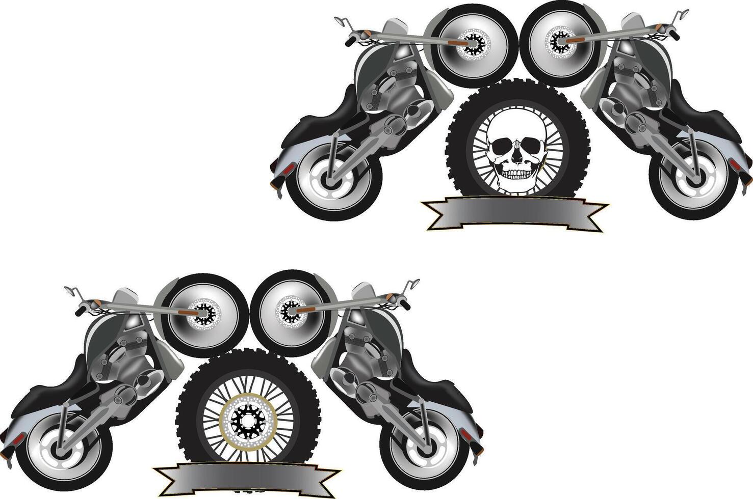mechanical sticker with motorcycling skull vector